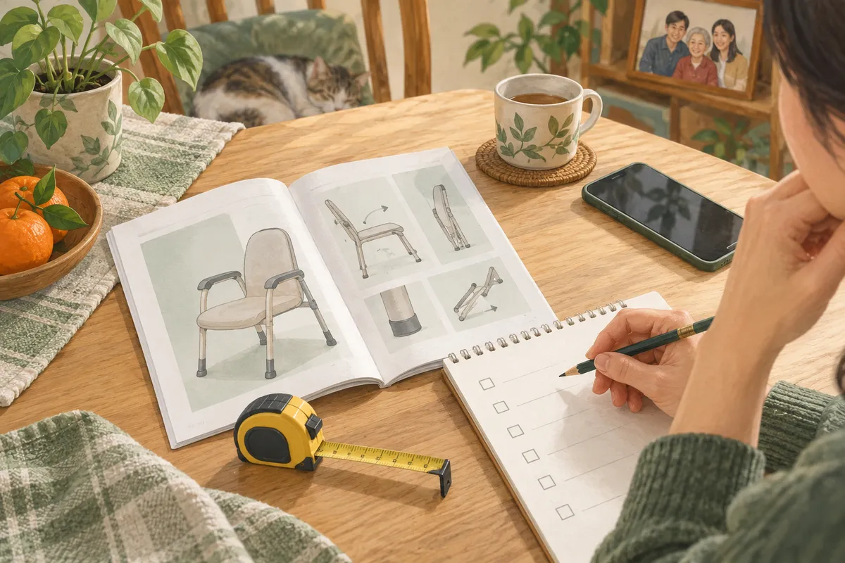Illustrated home scene for Fall prevention equipment: what to ask before buying